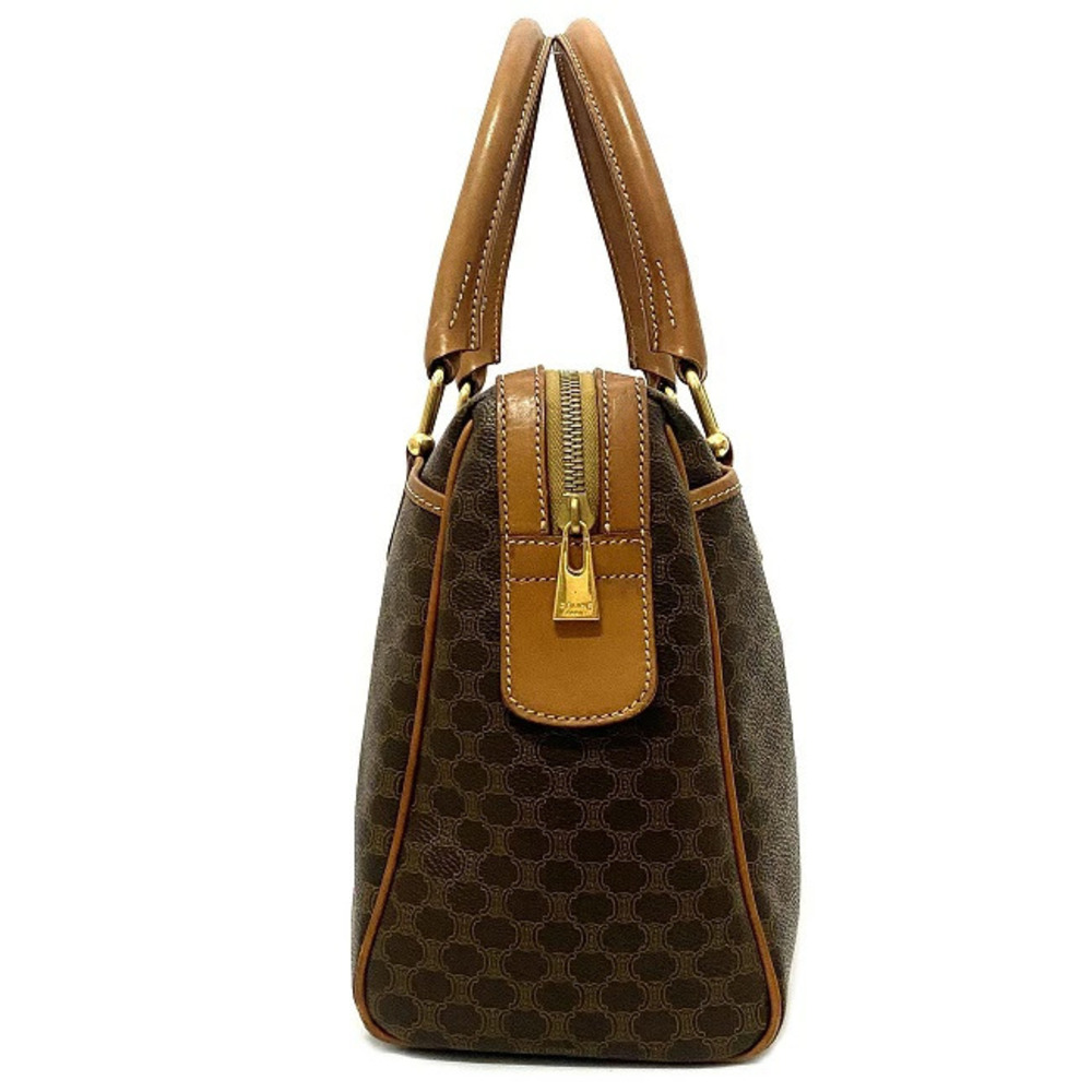 Celine Boston Bag Brown Macadam Handbag All over Zipper Exterior Pocket - Picture 2 of 10